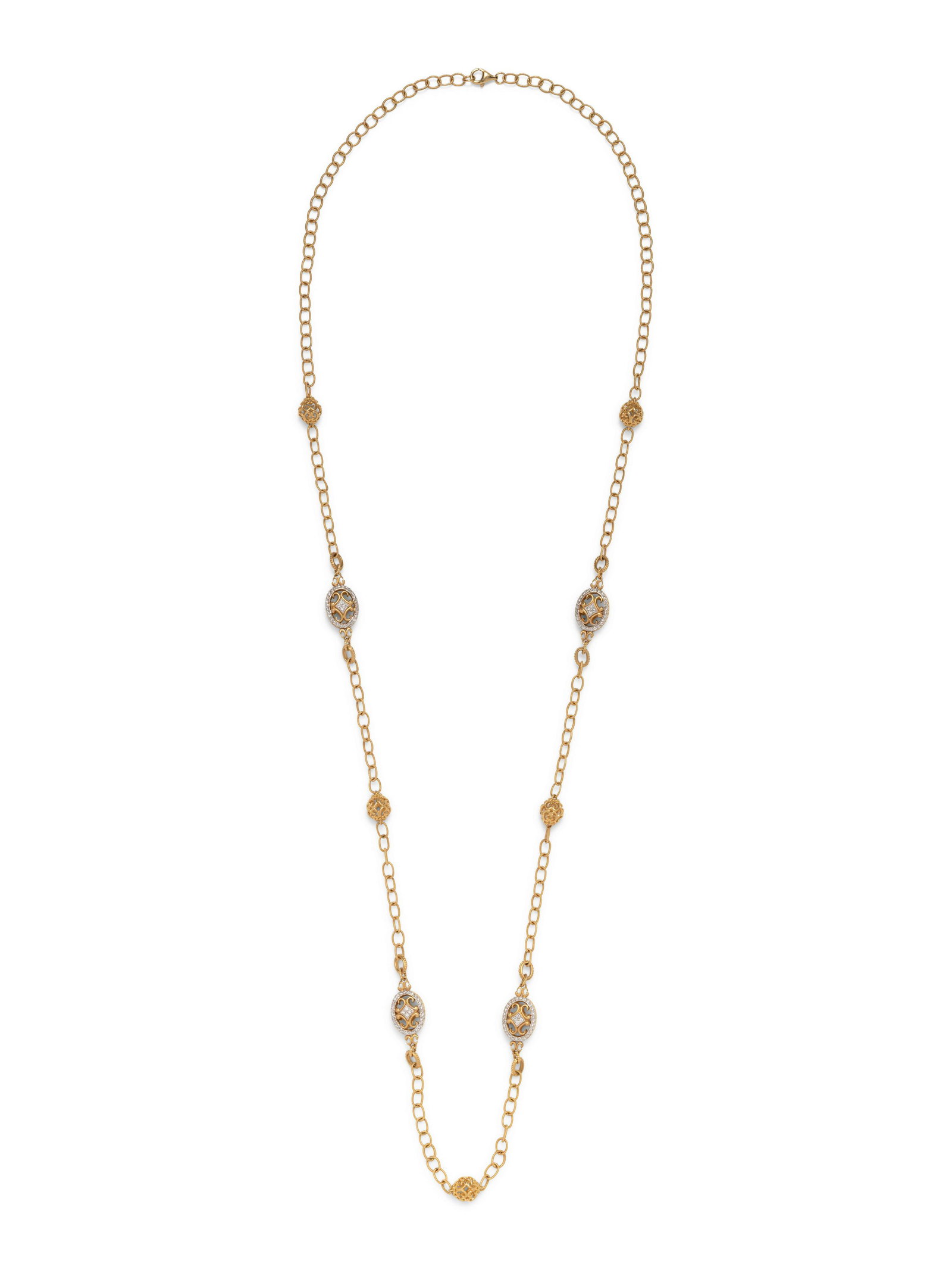 YELLOW GOLD AND DIAMOND LONGCHAIN NECKLACE (1 of 2)