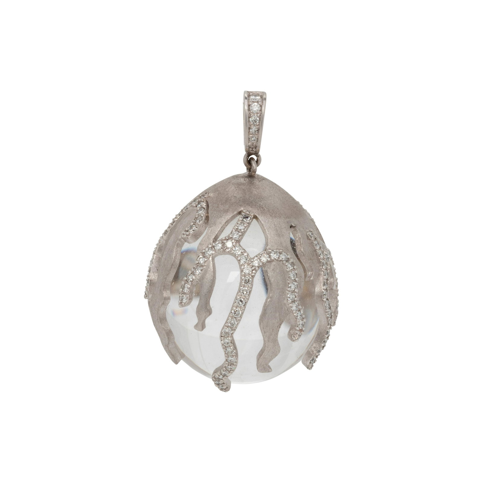 WHITE GOLD, DIAMOND AND ROCK CRYSTAL PENDANT (1 of 2)