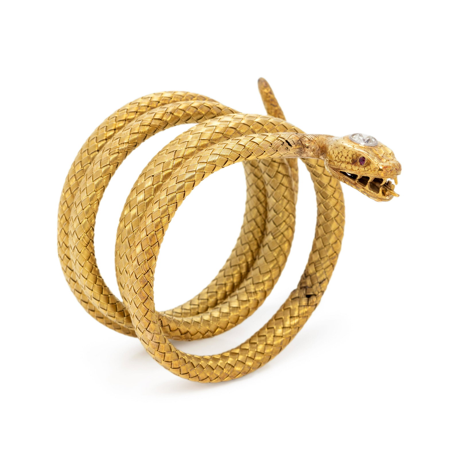 YELLOW GOLD AND DIAMOND SNAKE BRACELET (1 of 4)