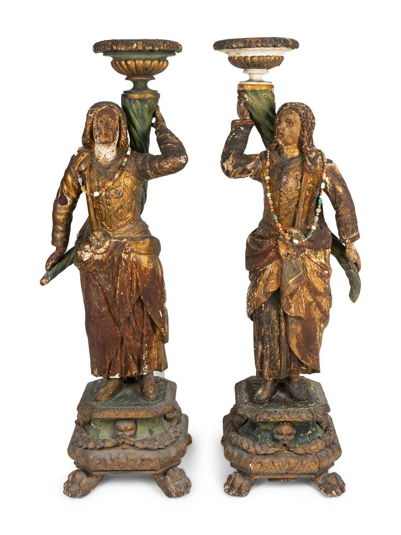A Pair of Italian Baroque Parcel-Gilt and Polychromed (1 of 5)