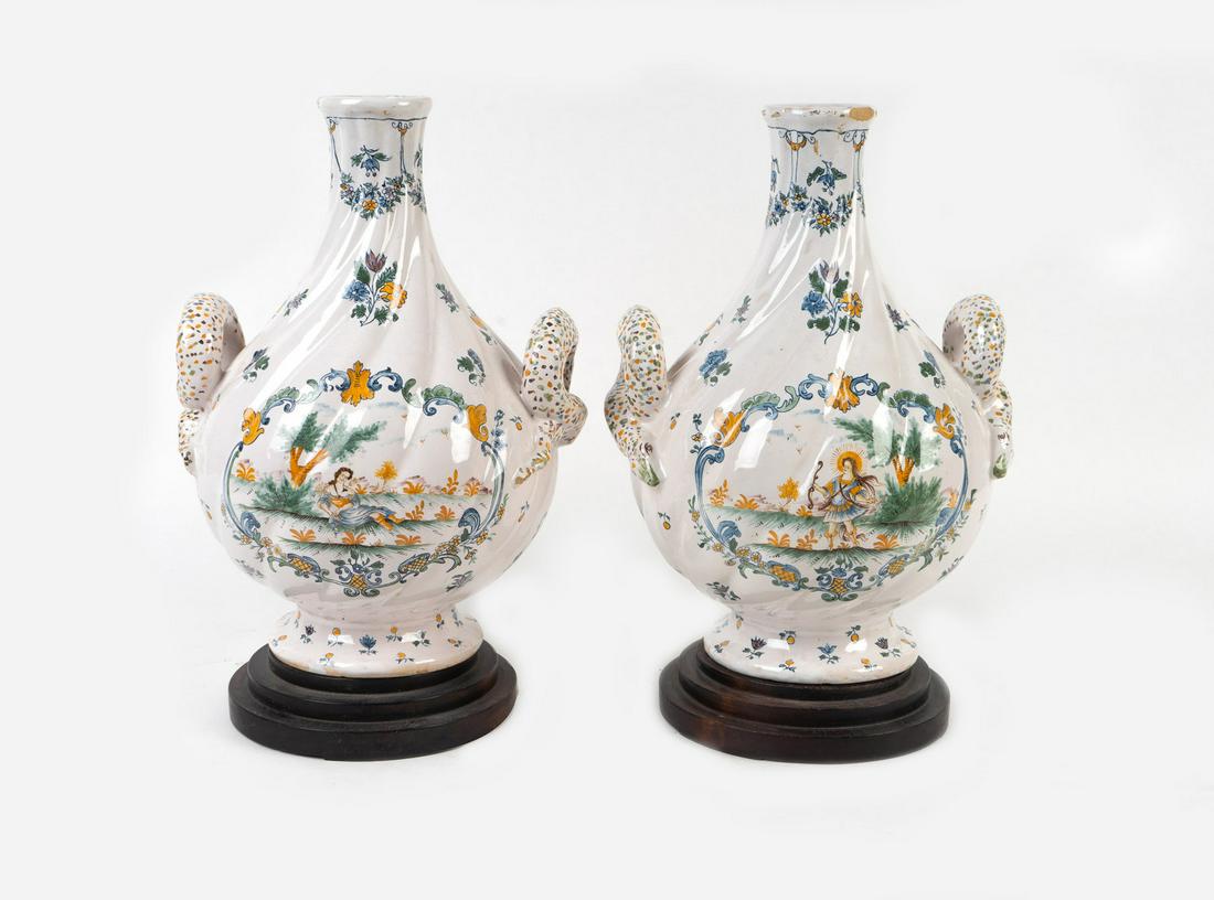 A Pair of French Faience Two-Handled Vases (1 of 3)