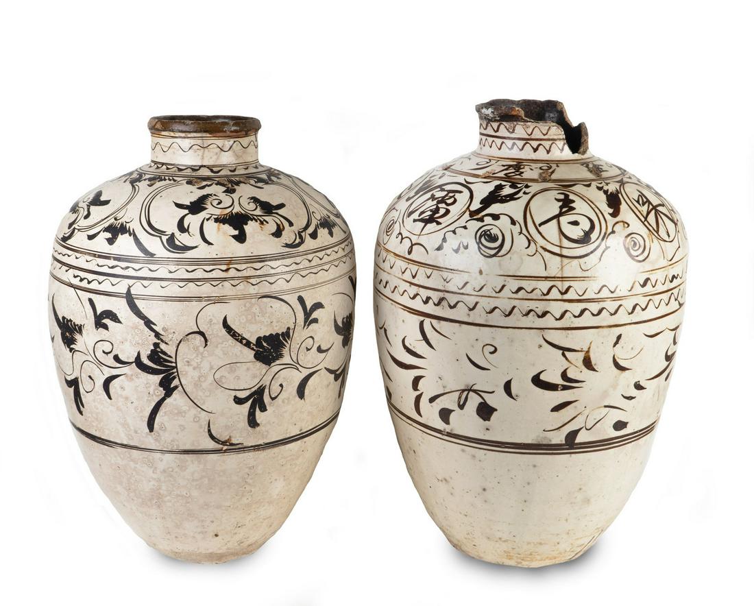 A Large Pair of Chinese T'zu Chou Style Storage Jars (1 of 2)