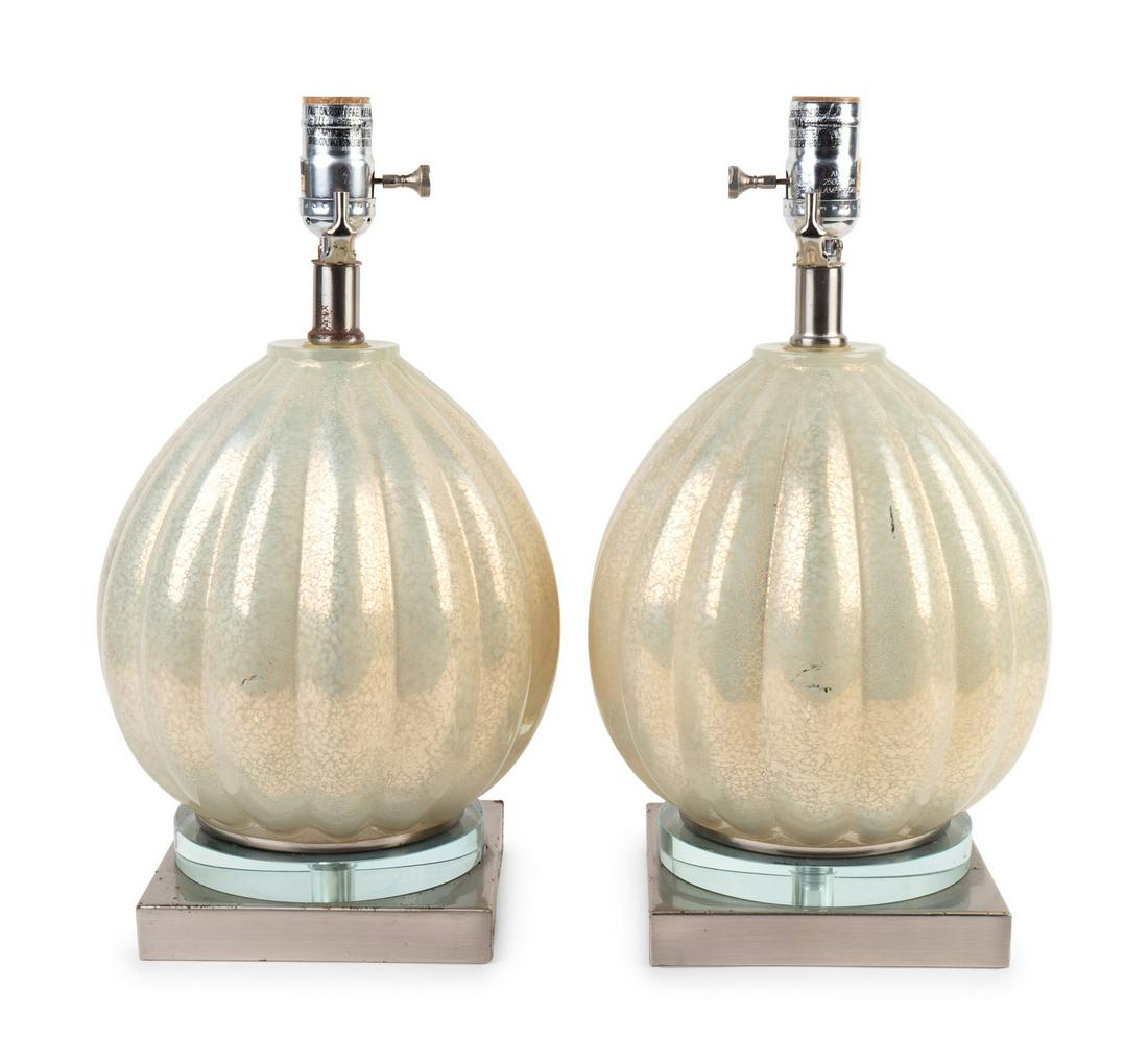 A Pair of Venetian Blown Glass Lamps (1 of 2)