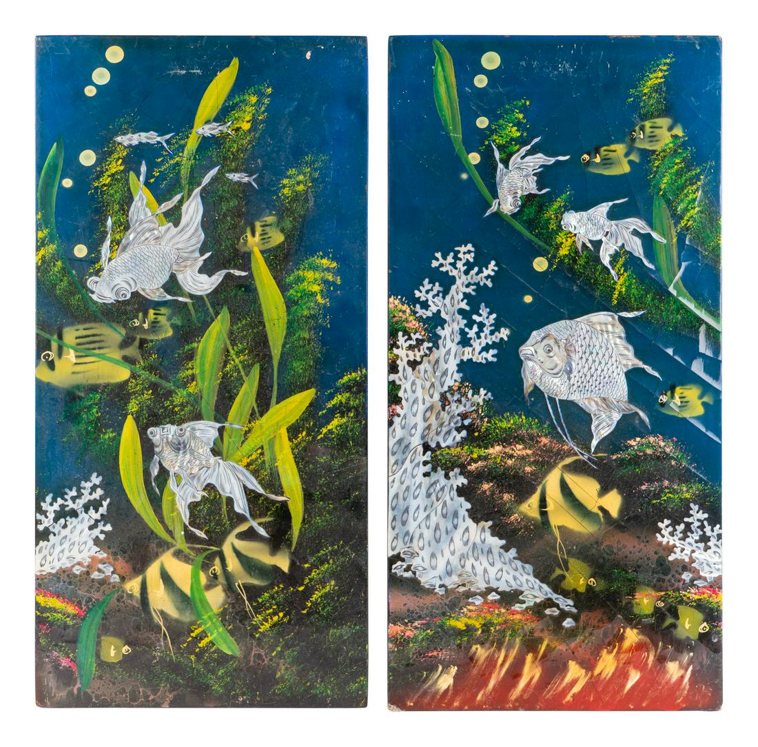 A Pair of Contemporary Abalone-Inlaid Fish Panels (1 of 2)