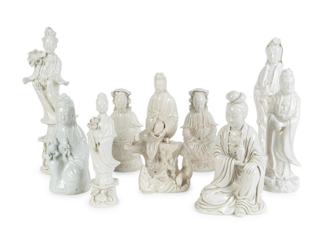 Nine Chinese Blanc de Chine Porcelain Figures of (1 of 2)