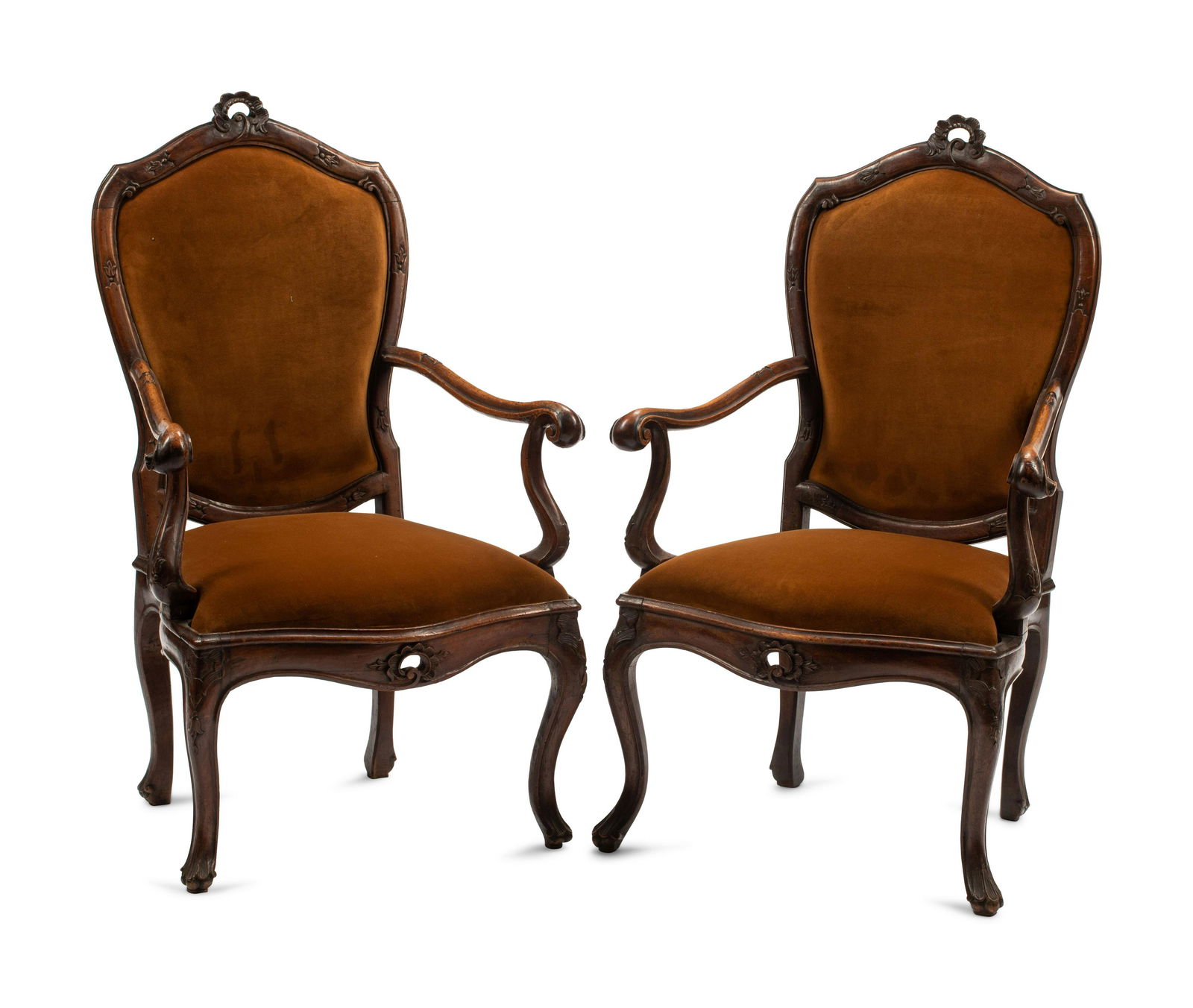 A Pair of Venetian Carved Walnut Armchairs (1 of 3)