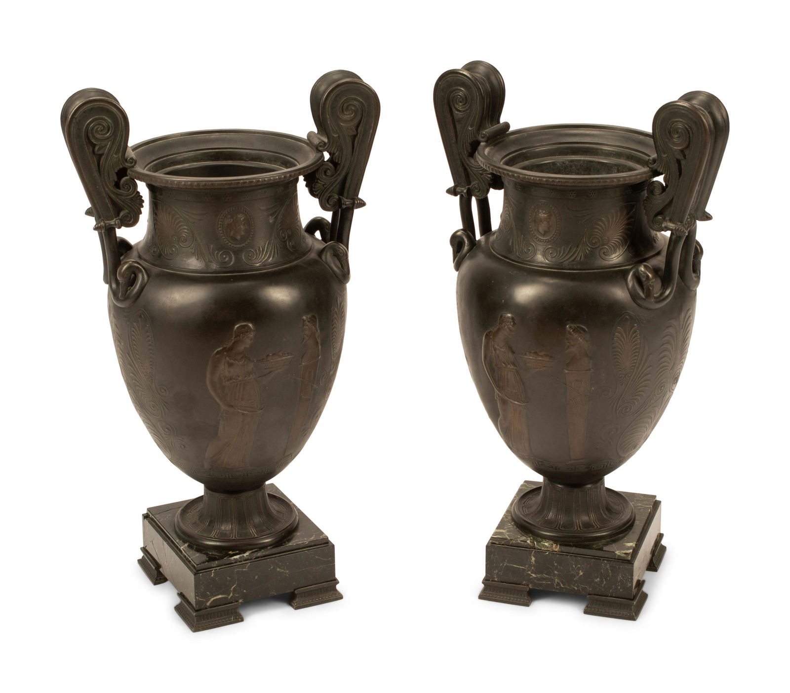 A Pair of Pompeiian Style Bronze Urns (1 of 1)
