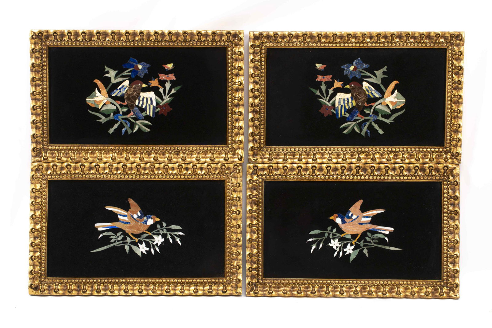A Set of Four Italian Pietra Dura Plaques in Giltwood (1 of 3)