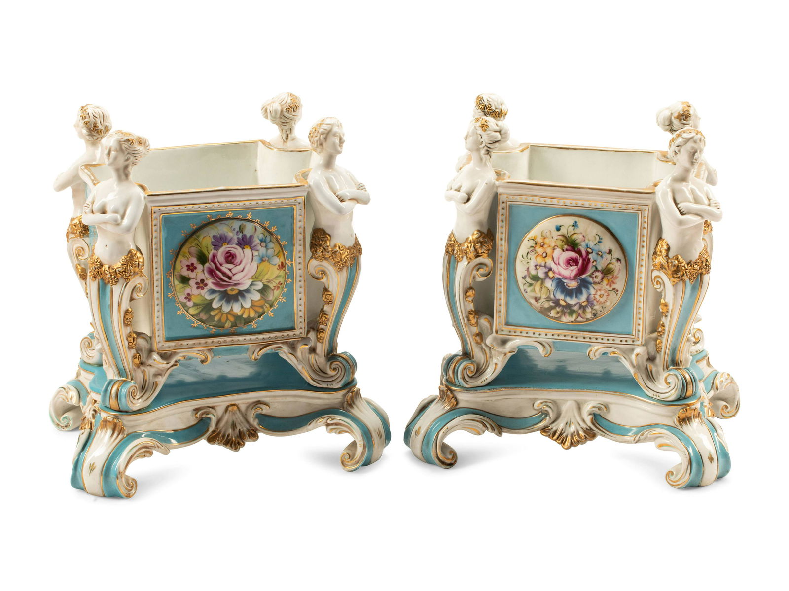 A Pair of Sevres Style Porcelain Cache Pots (1 of 2)
