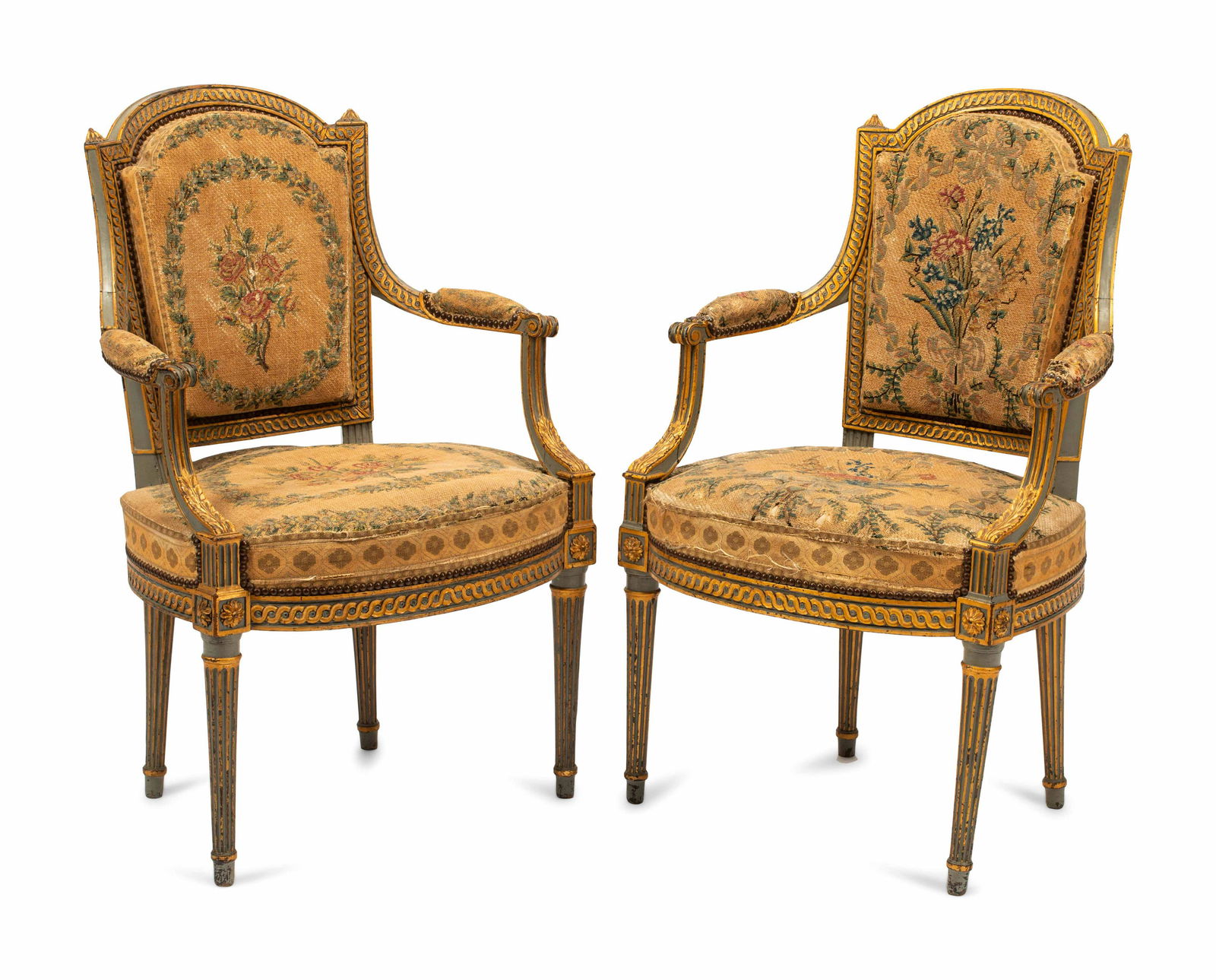 A Pair of French Neoclassical Painted and Parcel Gilt (1 of 3)