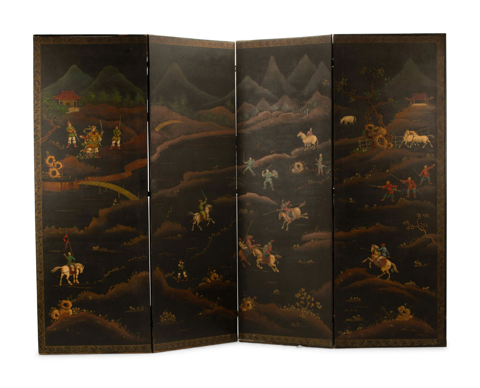A Continental Chinoiserie Painted Four-Panel Floor (1 of 1)