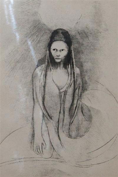 Odilon Redon, (French, 1840-1916), L'intelligence: Odilon Redon (French, 1840-1916) L'intelligence fut a moi! Je devins le Buddha lithograph 11 7/8 x 8 1/8 inches. Patricia J. Gottschalk Trust, Northfield, Illinois