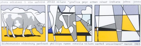 Roy Lichtenstein, (American, 1923-1997), Cow Trip: Roy Lichtenstein (American, 1923-1997) Cow Triptych poster 13 1/2 x 39 1/2 inches.