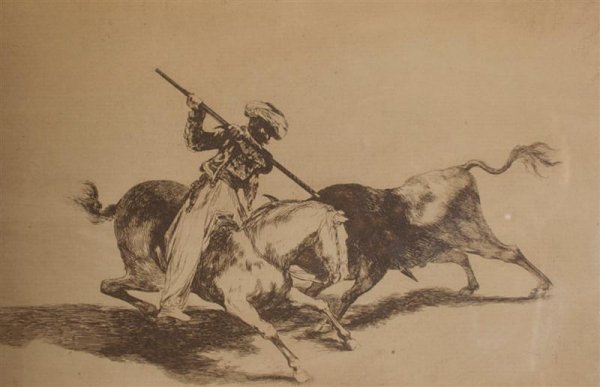 Francisco de Goya, (Spanish, 1746-1828), La Tauro: Francisco de Goya (Spanish, 1746-1828) La Tauromaquia etching and aquatint 6 1/2 x 8 3/4 inches. Patricia J. Gottschalk Trust, Northfield, Illinois
