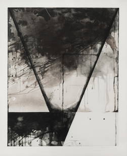 Shoichi Ida (Japanese, 1941-2006) Descended Triangle -: Shoichi Ida (Japanese, 1941-2006) Descended Triangle - Triangle - Black, 1987 color spit bite aquatint with soft ground etching and drypoint signed, titled, numbered 8/12 and dated in pencil 44 1/2 x