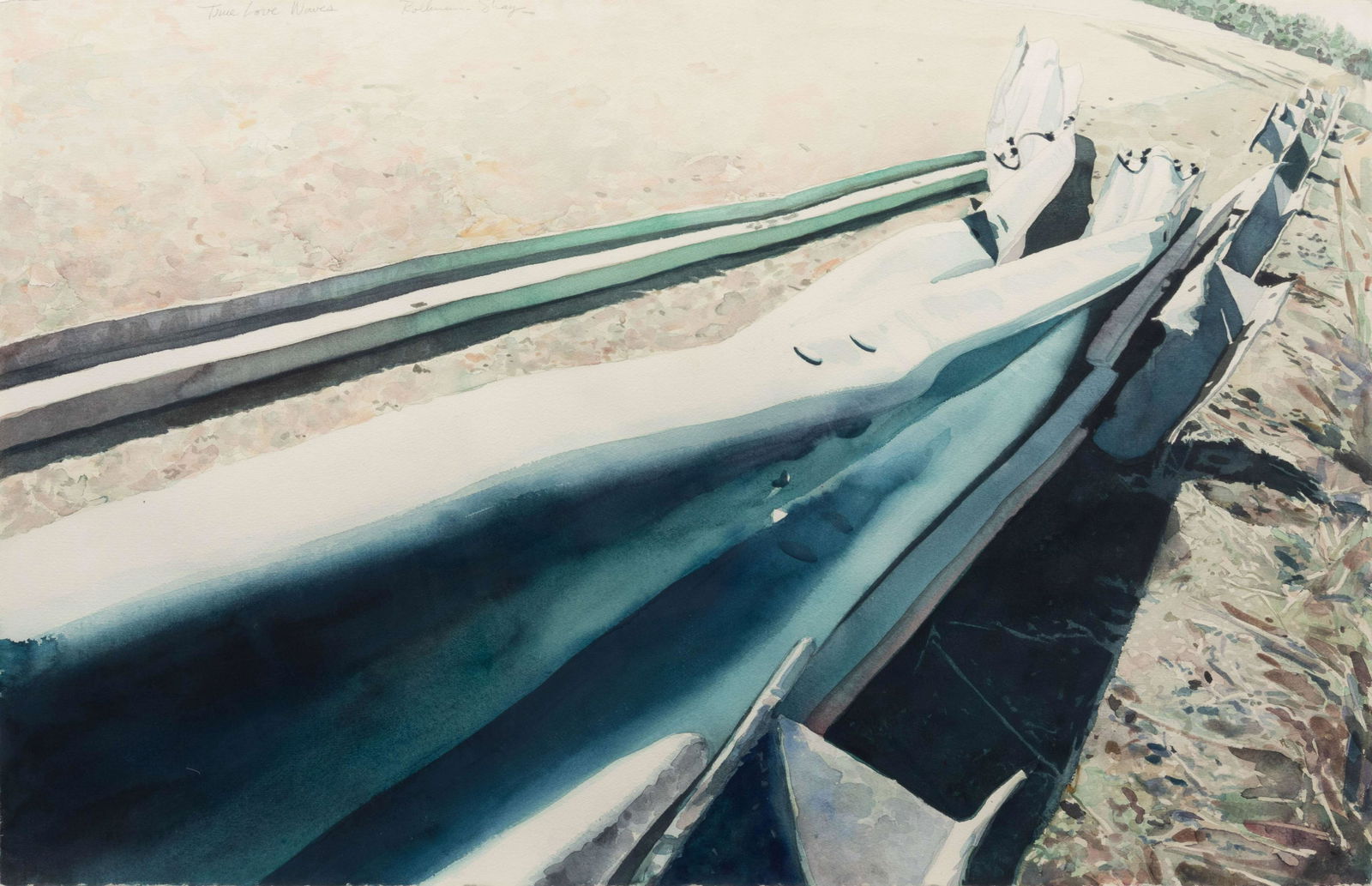 Ed Rollman-Shay (American, b. 1947) True Love Waves,: Ed Rollman-Shay (American, b. 1947) True Love Waves, 1979 watercolor on paper signed Rollman-Shay and titled (upper left) 29 x 41 1/4 inches. Provenance: Joyce Hunsaker & Associates, Los Angeles