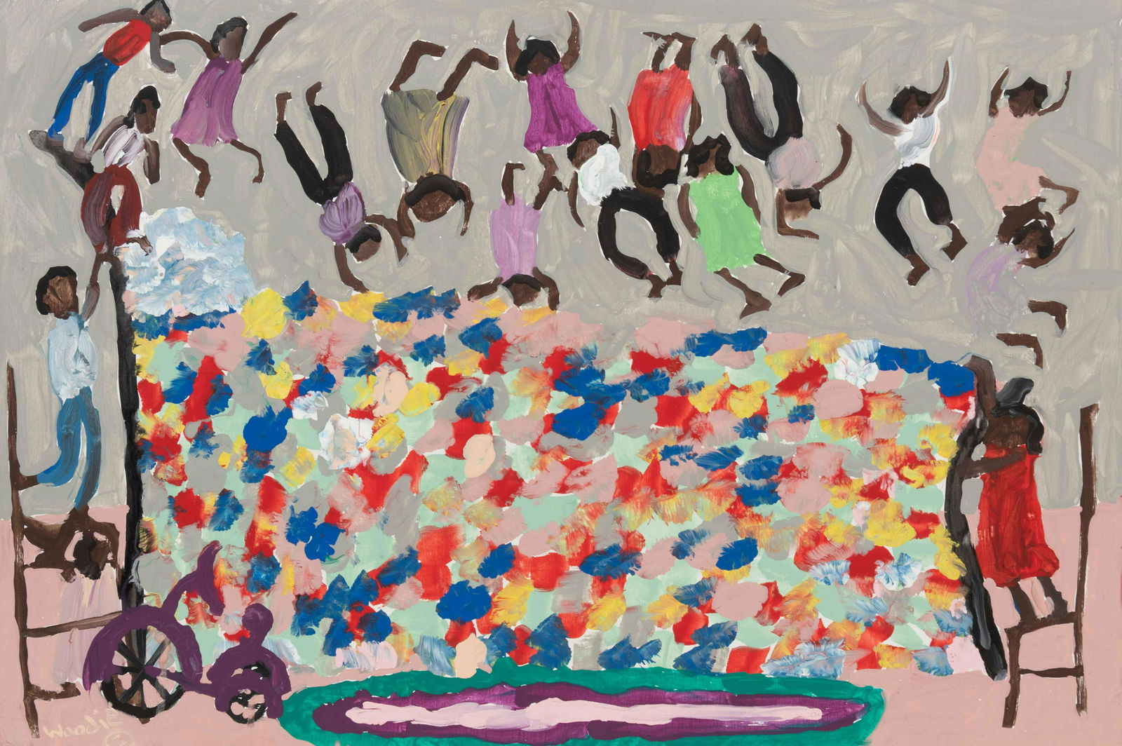 Woodie Long (American, 1942-2009) Jumping on Grandma's (1 of 4)