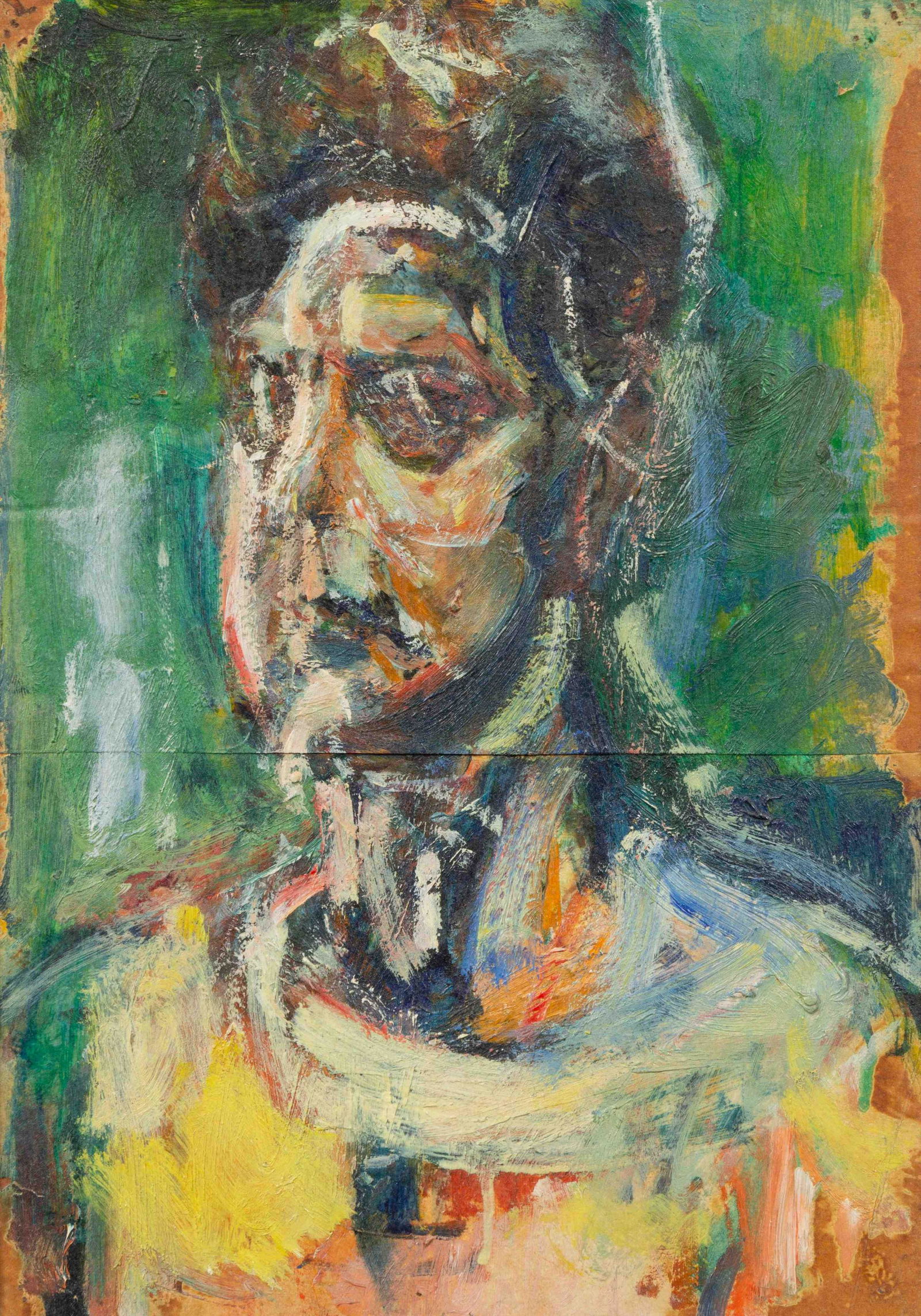 Leland Bell (American, 1922-1991) Self-Portrait, : Leland Bell (American, 1922-1991) Self-Portrait, c. 1950s oil on paper signed, titled and dated (verso) 12 x 8 1/2 inches. Provenance: Tibor de Nagy Gallery, New York