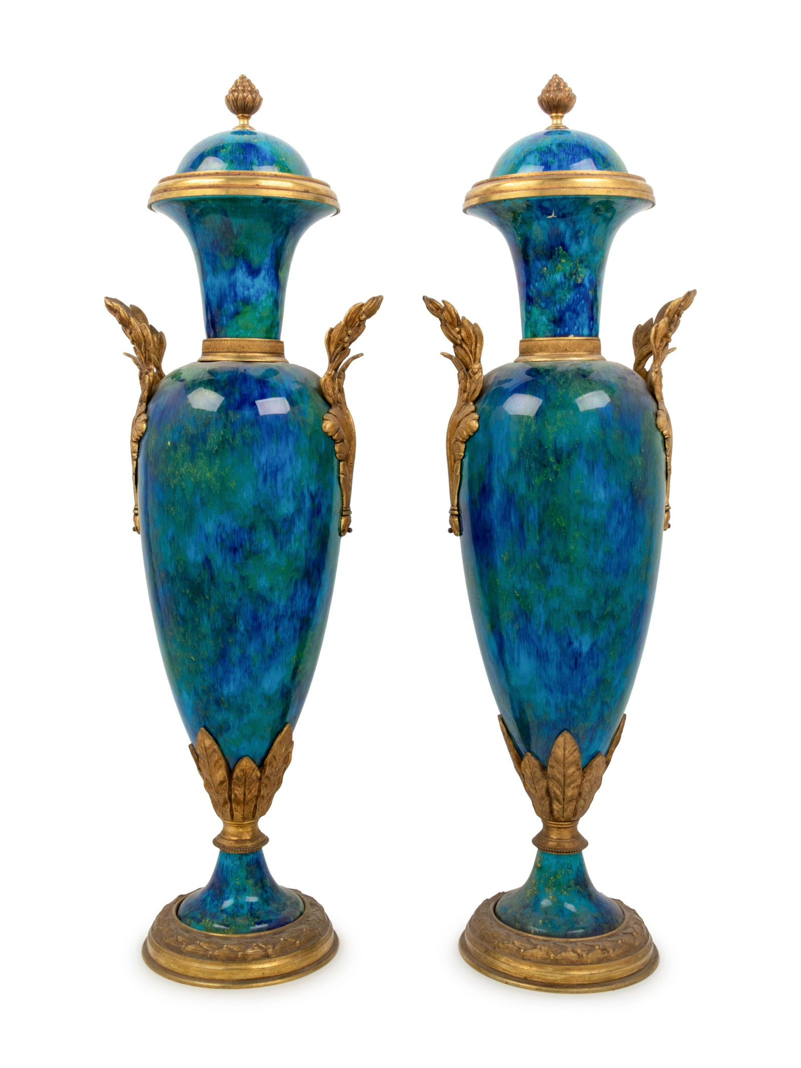 A Pair of Sevres Style Gilt Bronze Mounted Flambe (1 of 4)