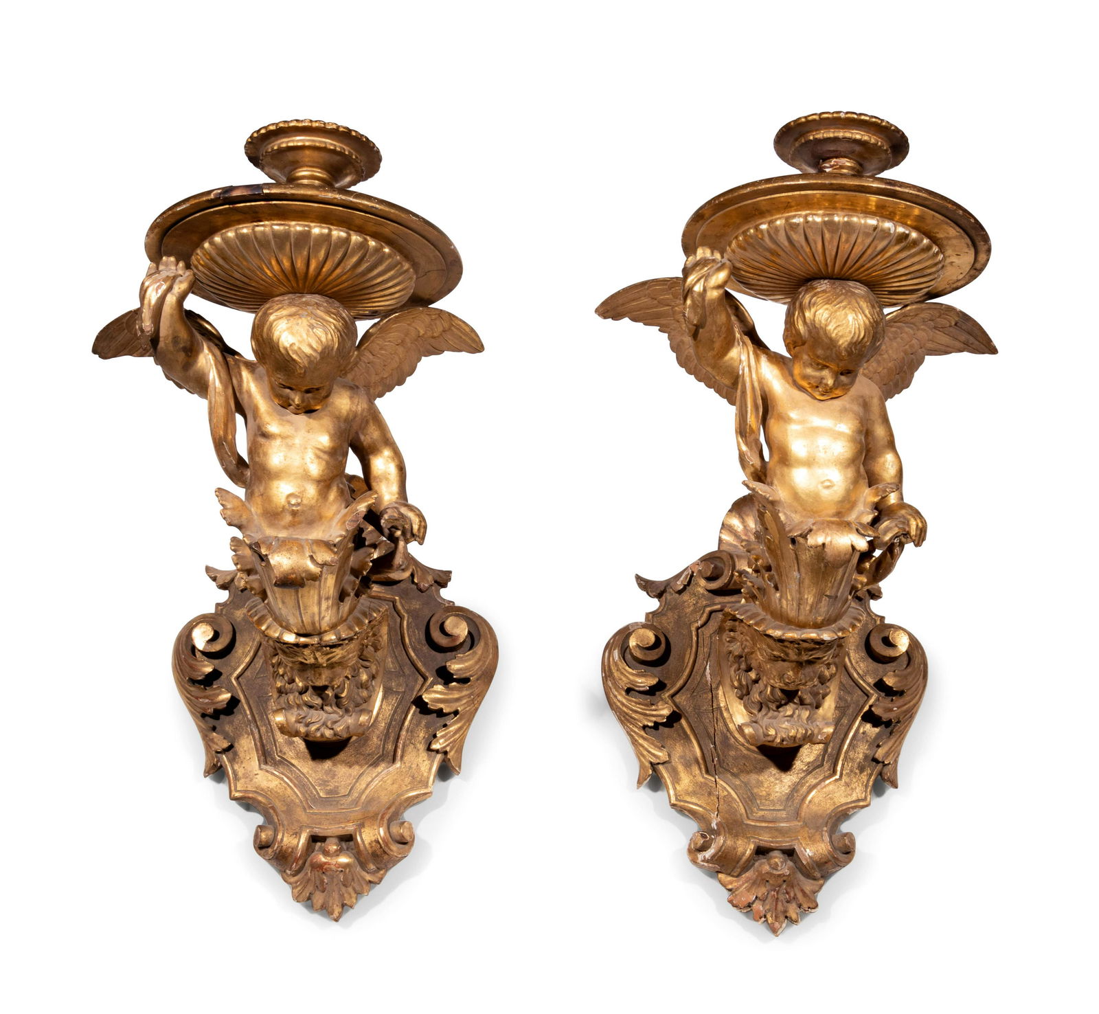 A Pair of Italian Giltwood Figural Wall Brackets (1 of 7)