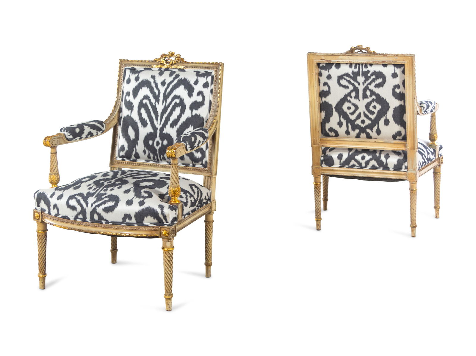 A Pair of Louis XVI Style Brunschwig & Fils Upholstered (1 of 3)