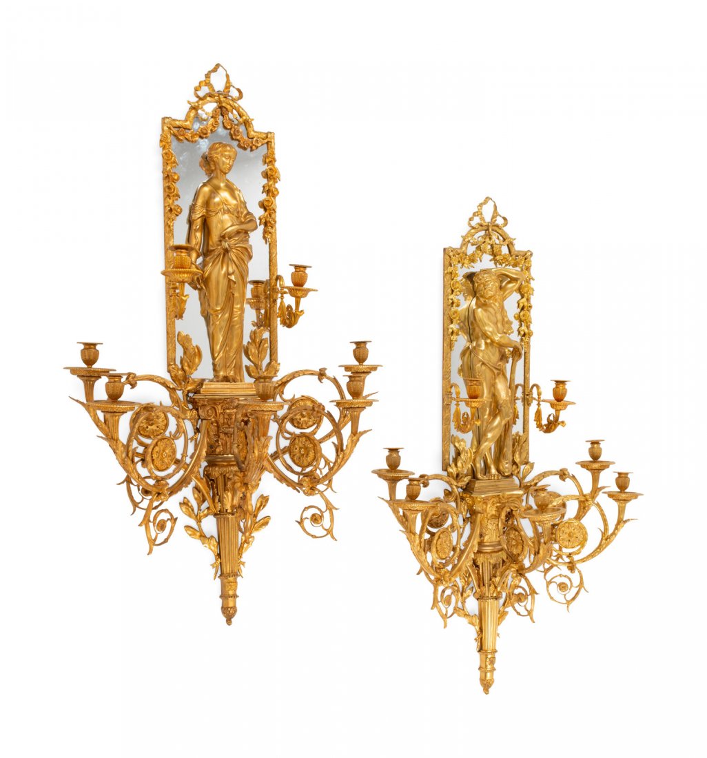 A Pair of Large Louis XVI Style Mirrored Gilt Bronze (1 of 4)