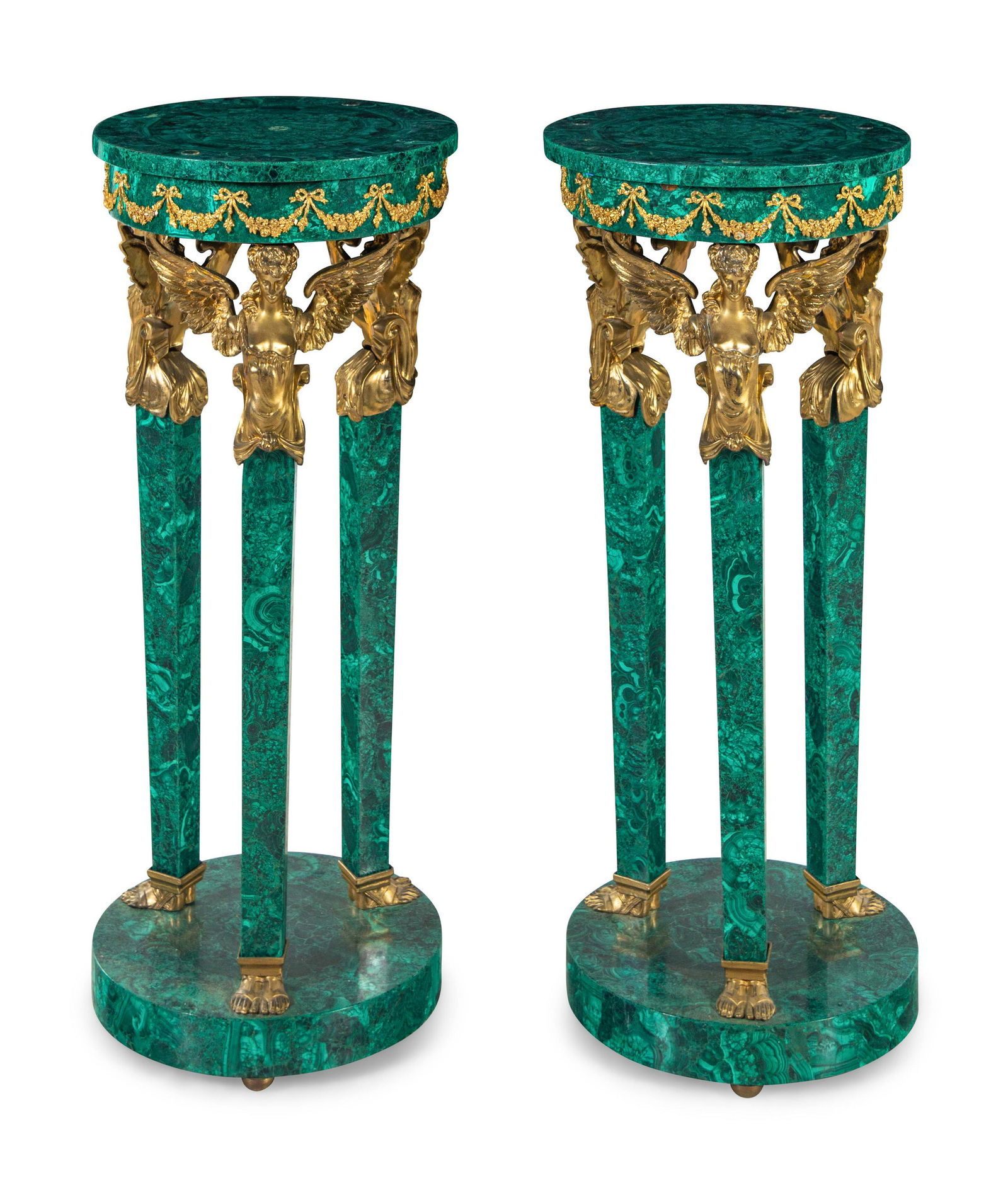 A Pair of Empire Style Gilt Metal Mounted Malachite (1 of 4)