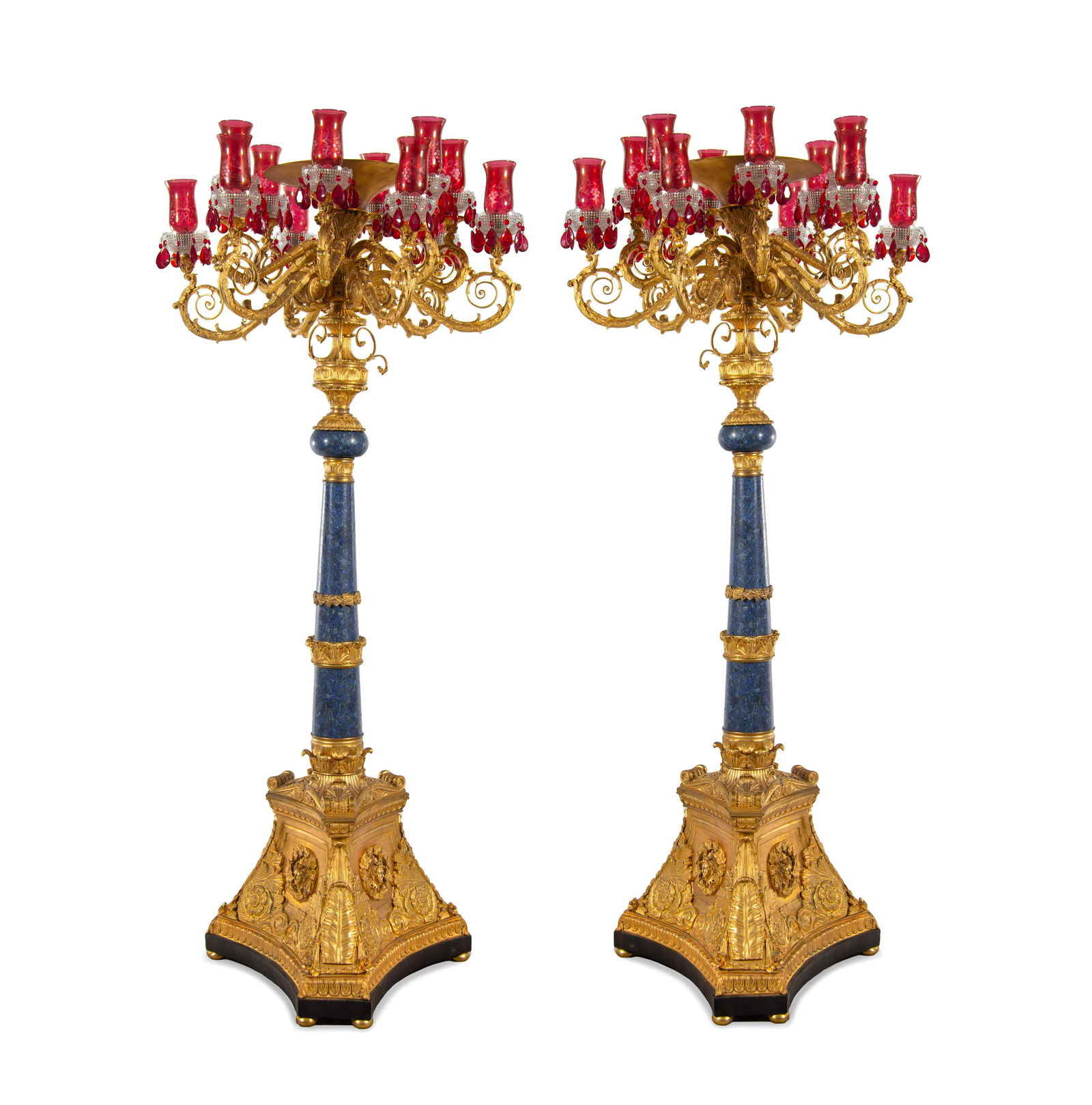 A Pair of Monumental Empire Style Gilt Bronze and Lapis (1 of 4)