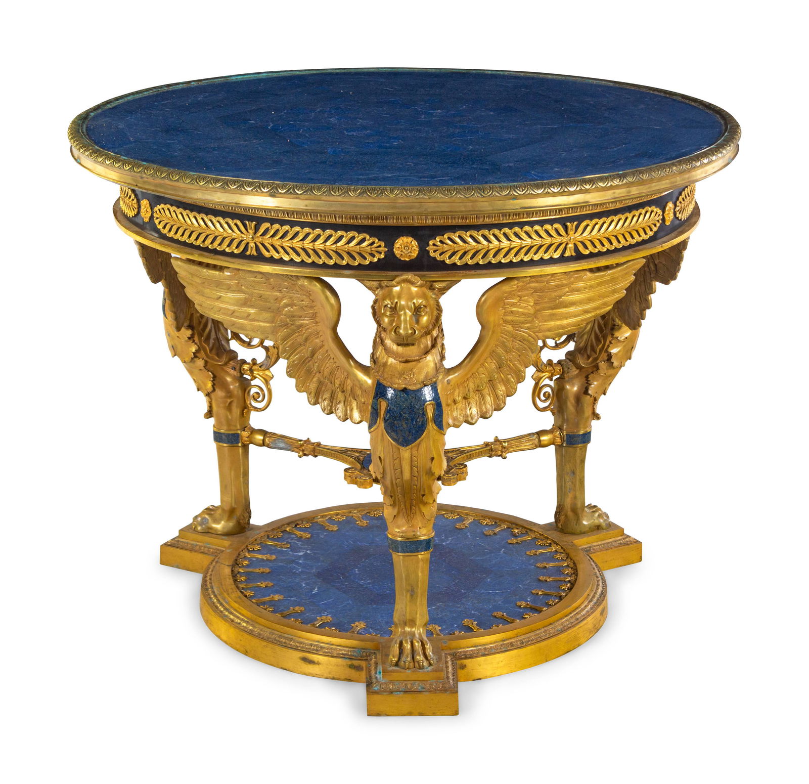 An Empire Style Gilt Bronze and Lapis Lazuli Veneered (1 of 4)
