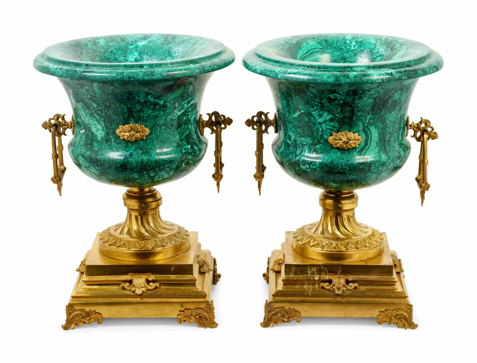 A Pair of Empire Style Gilt Bronze Mounted Malachite (1 of 2)