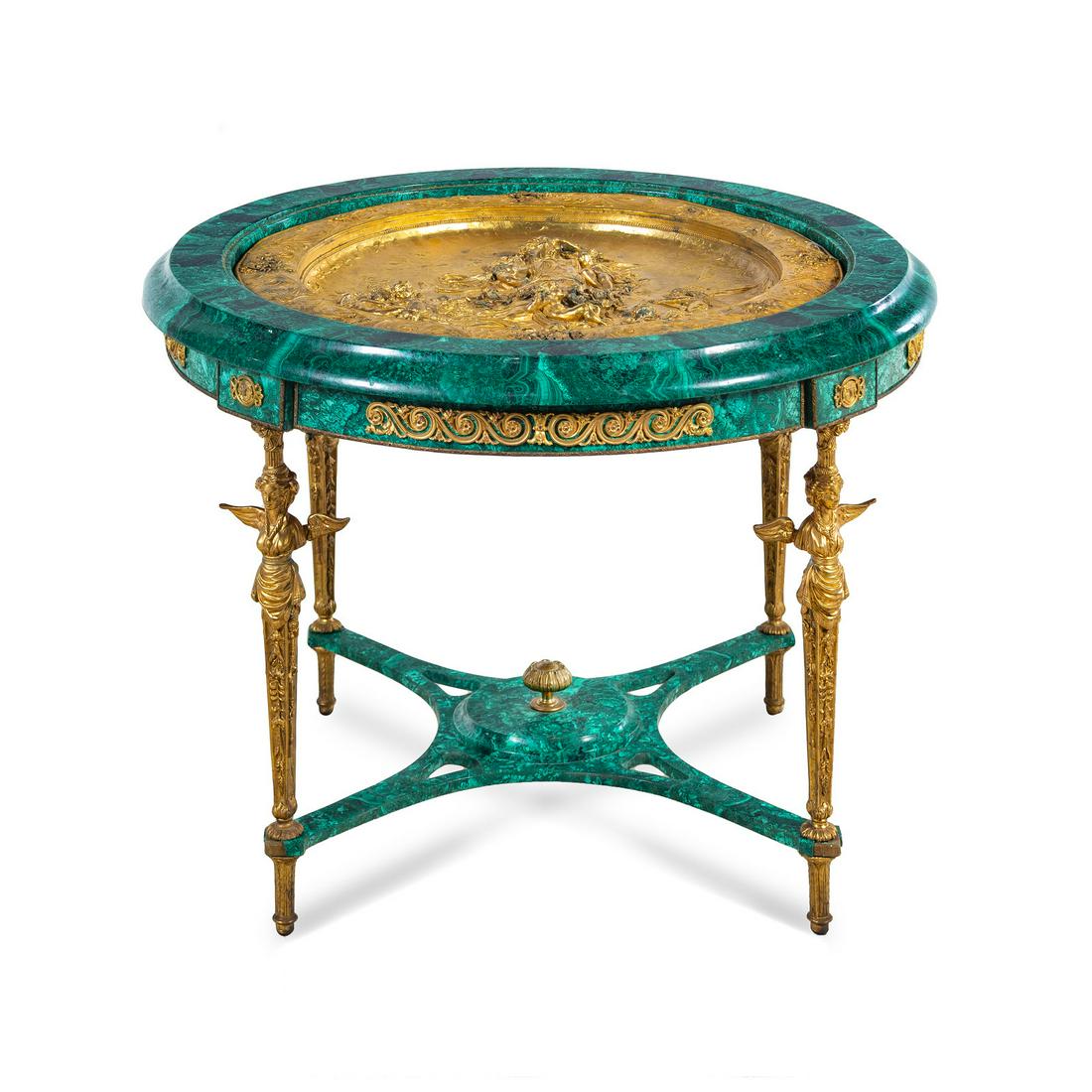 An Empire Style Gilt Bronze Mounted and Malachite (1 of 4)