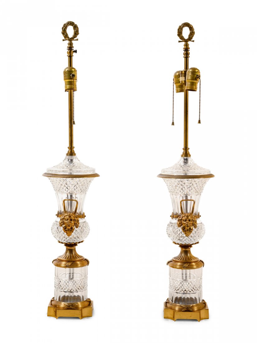 A Pair of Empire Style Gilt Metal and Cut Glass Vases (1 of 3)