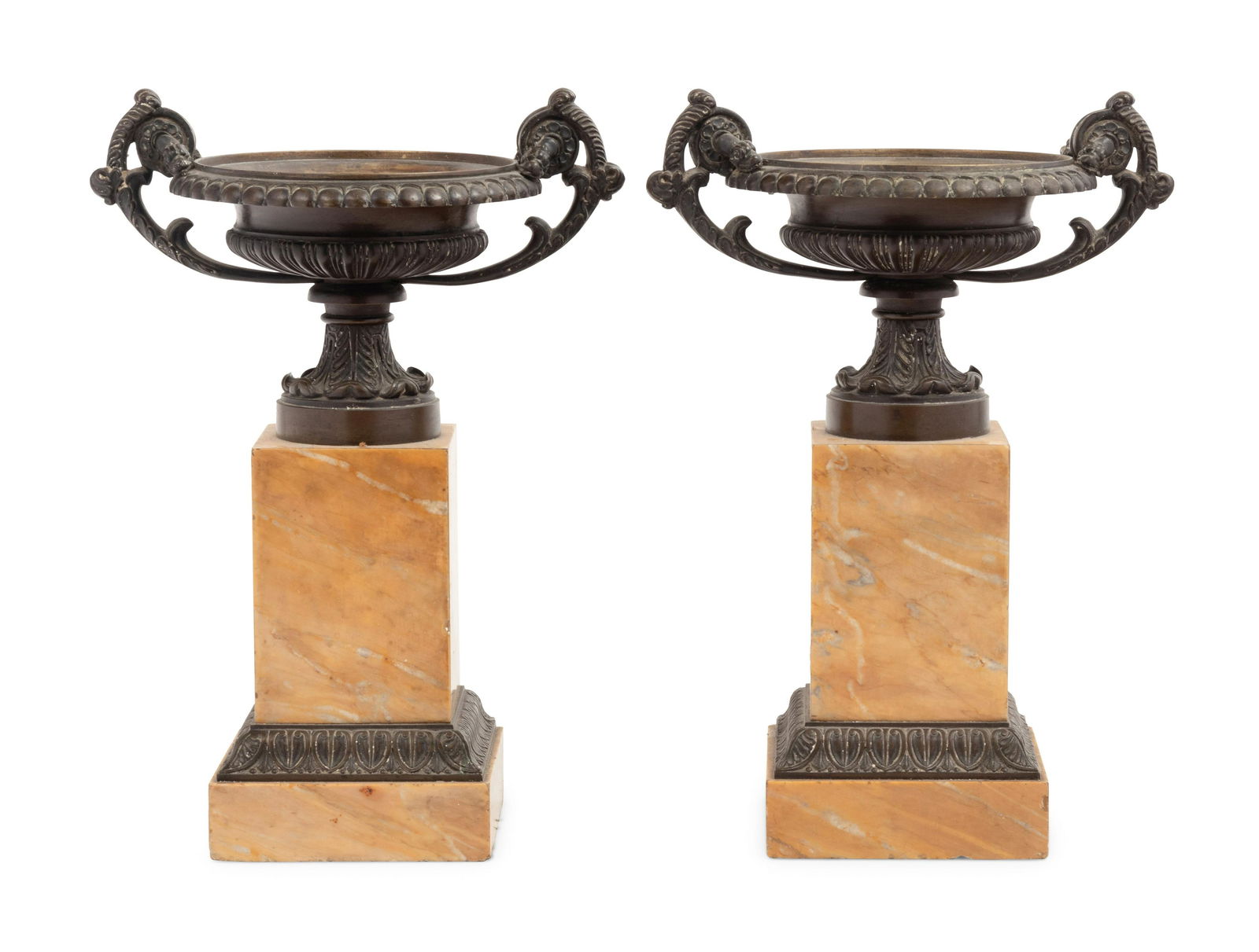 A Pair of Grand Tour Bronze Tazze On Marble Bases (1 of 3)
