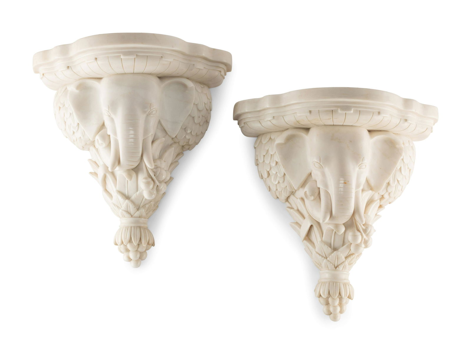 A Pair of Italian White Marble Wall Brackets (1 of 1)