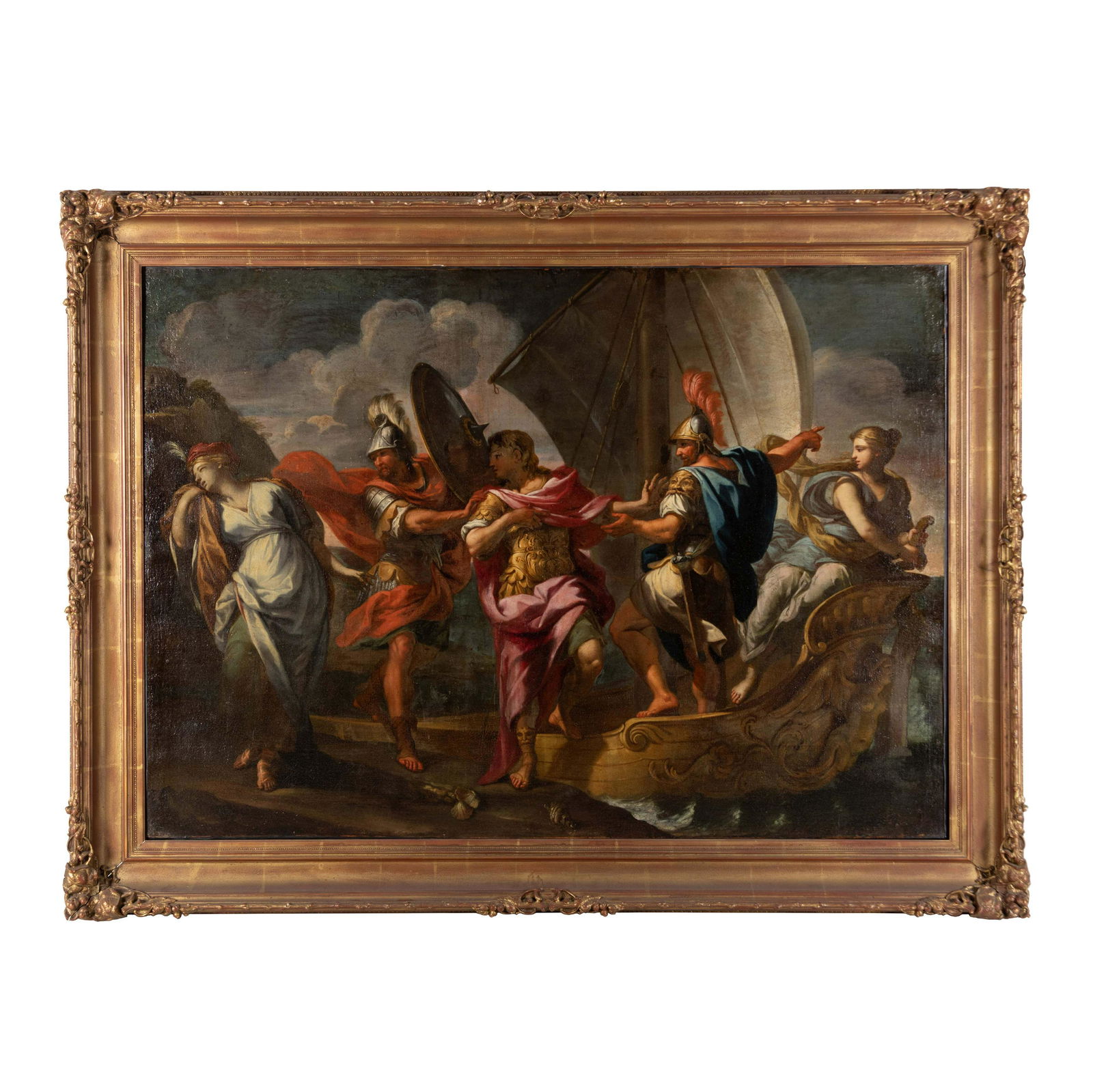 Attributed to Cesare Gennari (Italian, 1637-1688): Attributed to Cesare Gennari (Italian, 1637-1688) Aeneas Taking Leave of Dido oil on canvas 48 1/2 x 68 inches. Exhibited: Cornell Fine Arts Museum, Rollins College, Winter Park, Florida, Italia