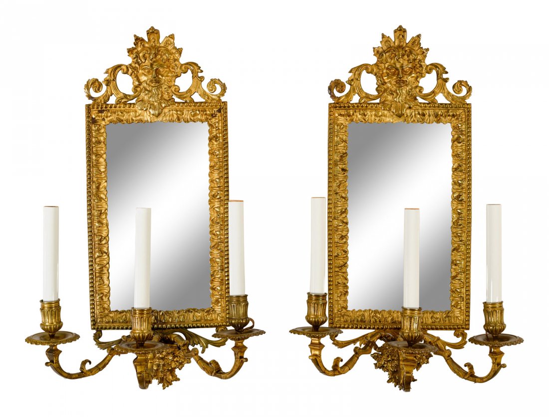 A Pair of Continental Mirror-Inset Gilt Brass (1 of 3)