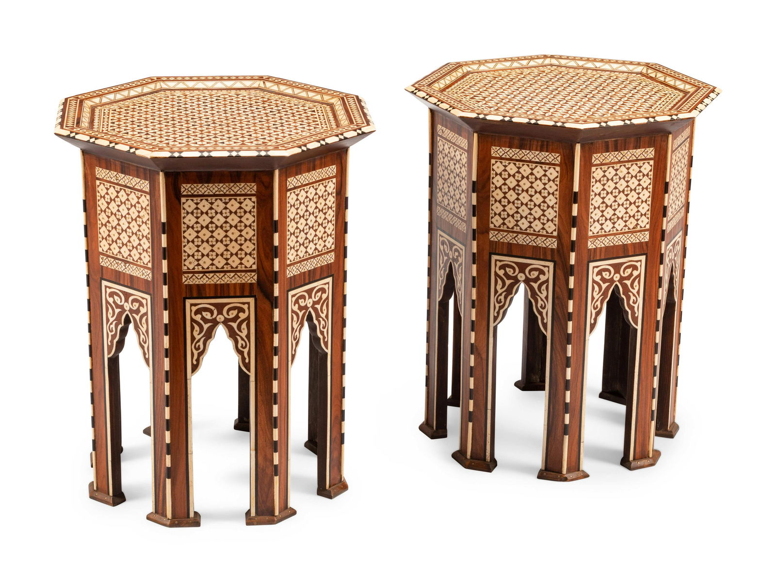 A Pair of Anglo-Colonial Style Inlaid Side Tables (1 of 1)