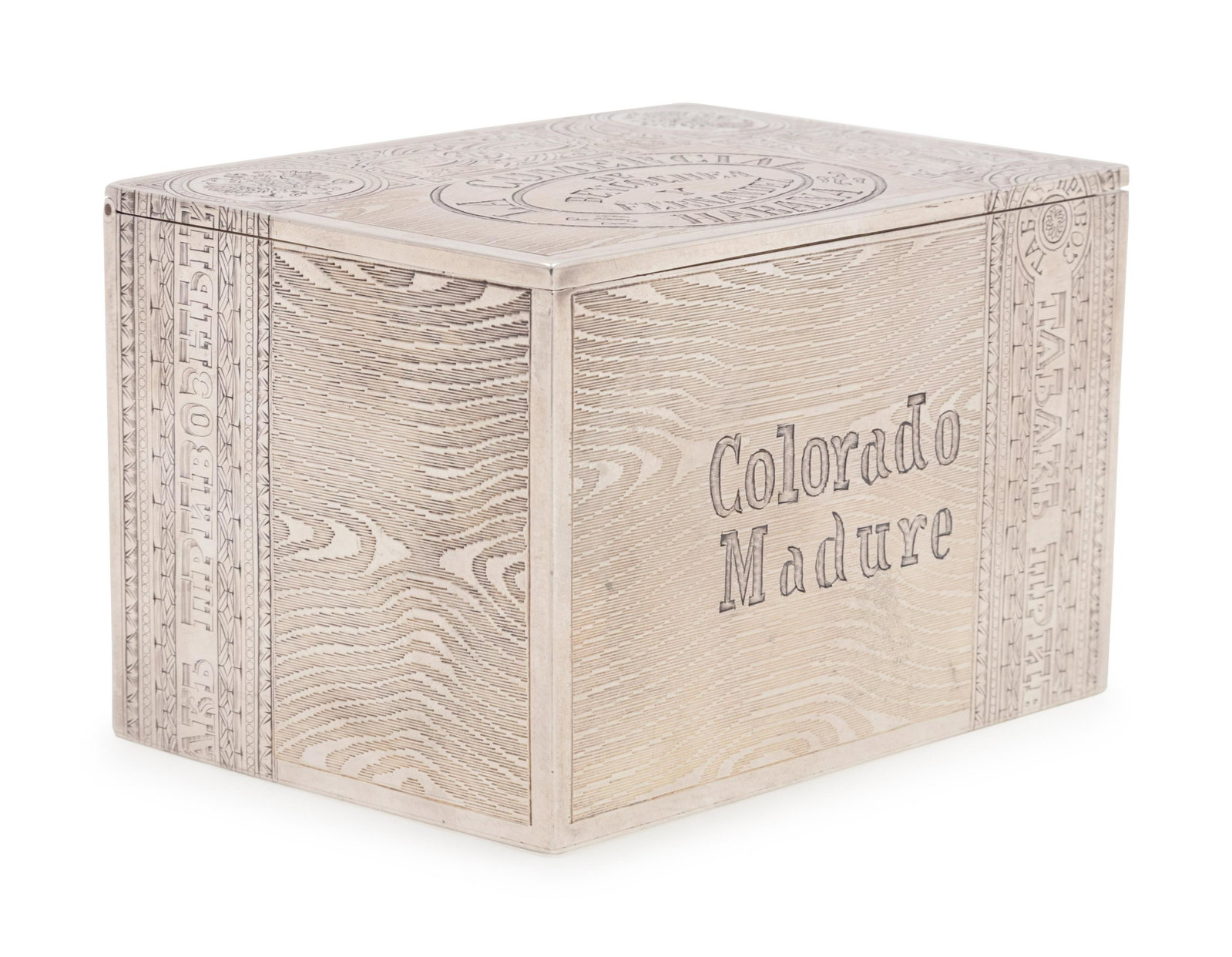 A Russian Silver Trompe l'Oeil Table-Top Cigar Box