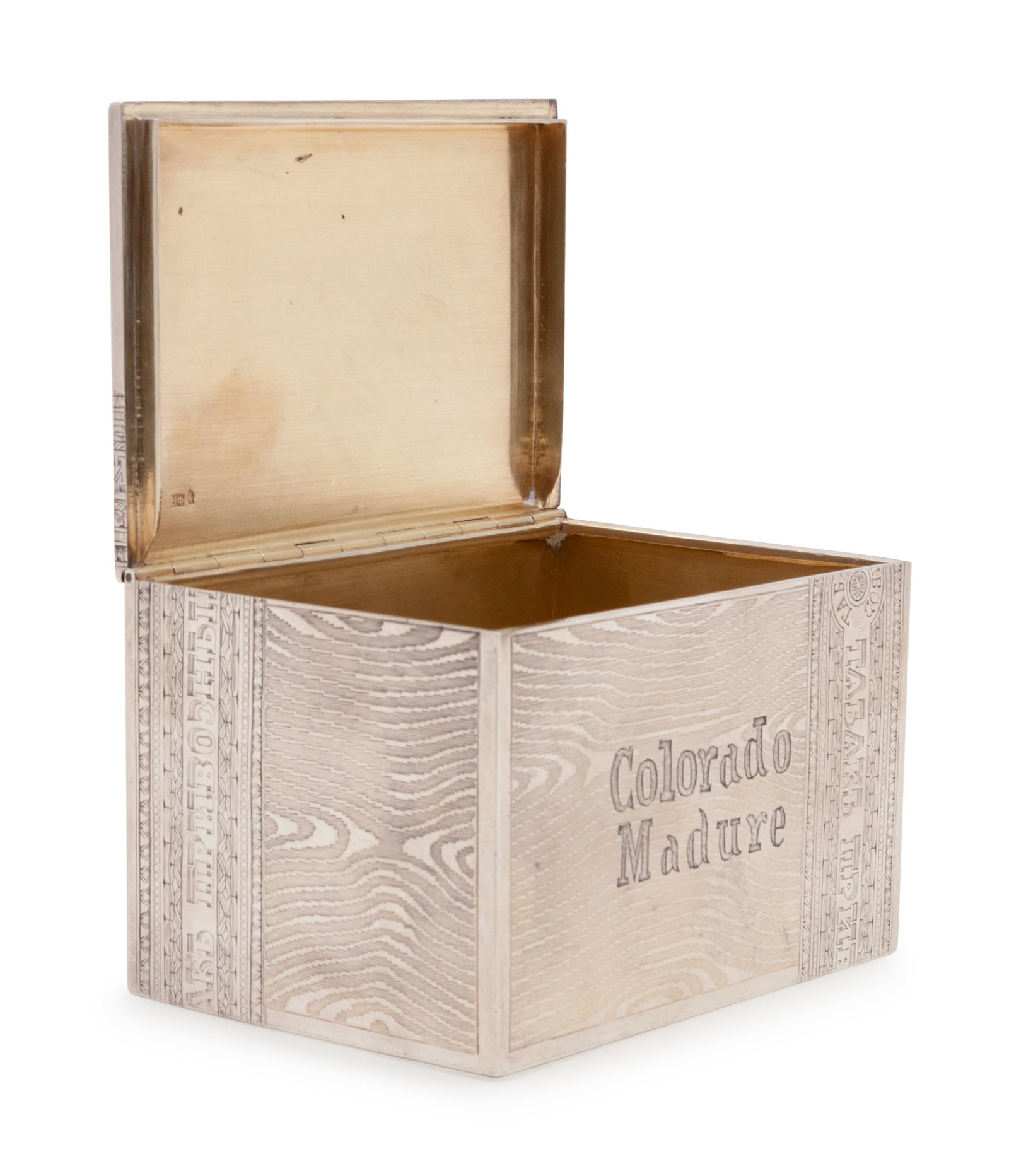 A Russian Silver Trompe l'Oeil Table-Top Cigar Box