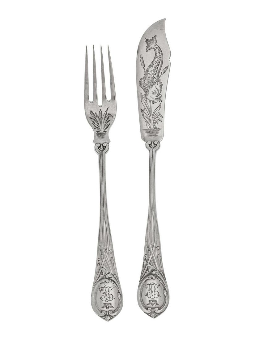 A Russian Silver Fish Service (1 of 5)