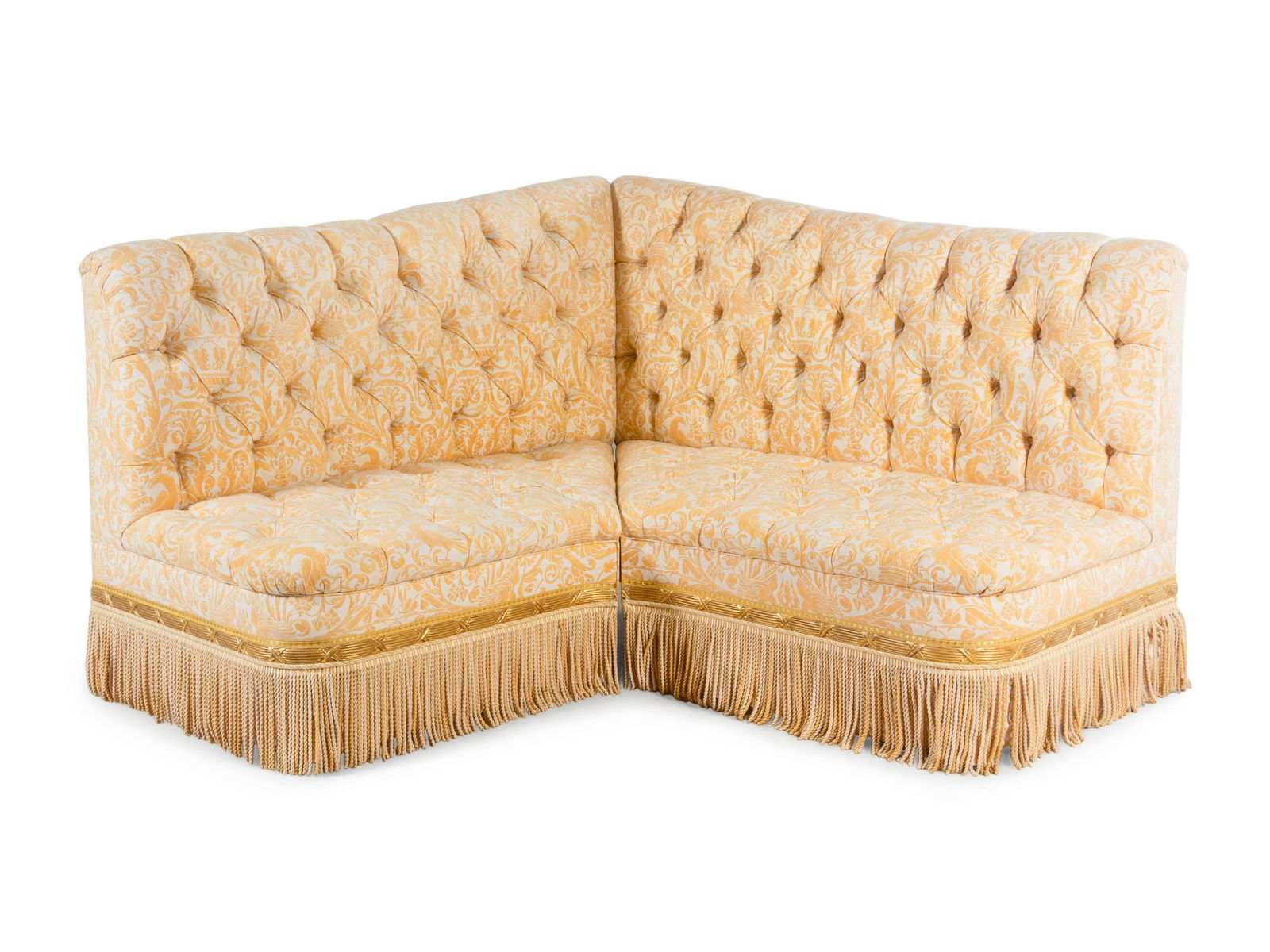 A Custom Button-Tufted Banquette with Fortuny (1 of 3)