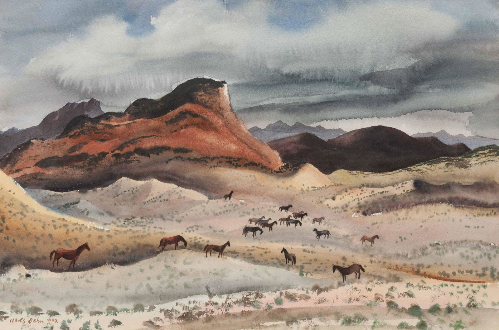 Adolf Dehn (American, 1895-1968) Western Horses , (1 of 3)