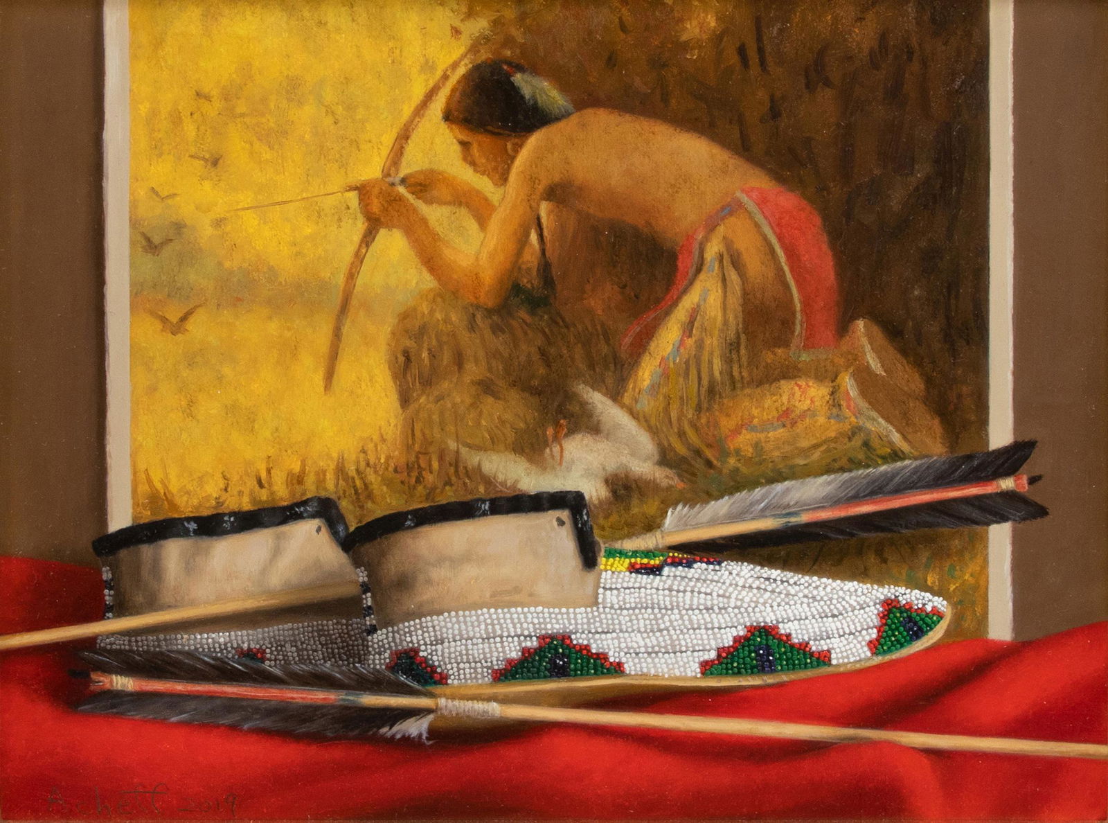 William Acheff (American, b. 1947) Crouching Hunter,: William Acheff (American, b. 1947) Crouching Hunter, 2019 oil on canvas board signed Acheff and dated (lower left) 7 x 9 inches Provenance: Nedra Matteucci Galleries, Santa Fe, New Mexico Property fro