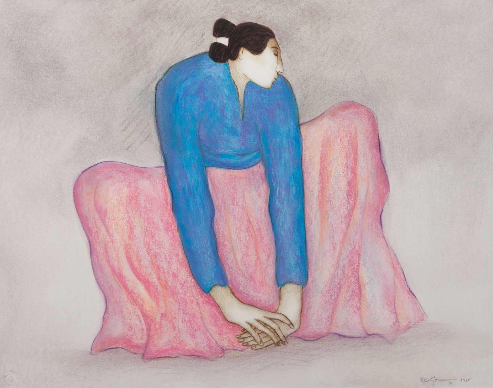 R.C. Gorman (Dine, 1932-2005) Seated Woman in Pink (1 of 3)