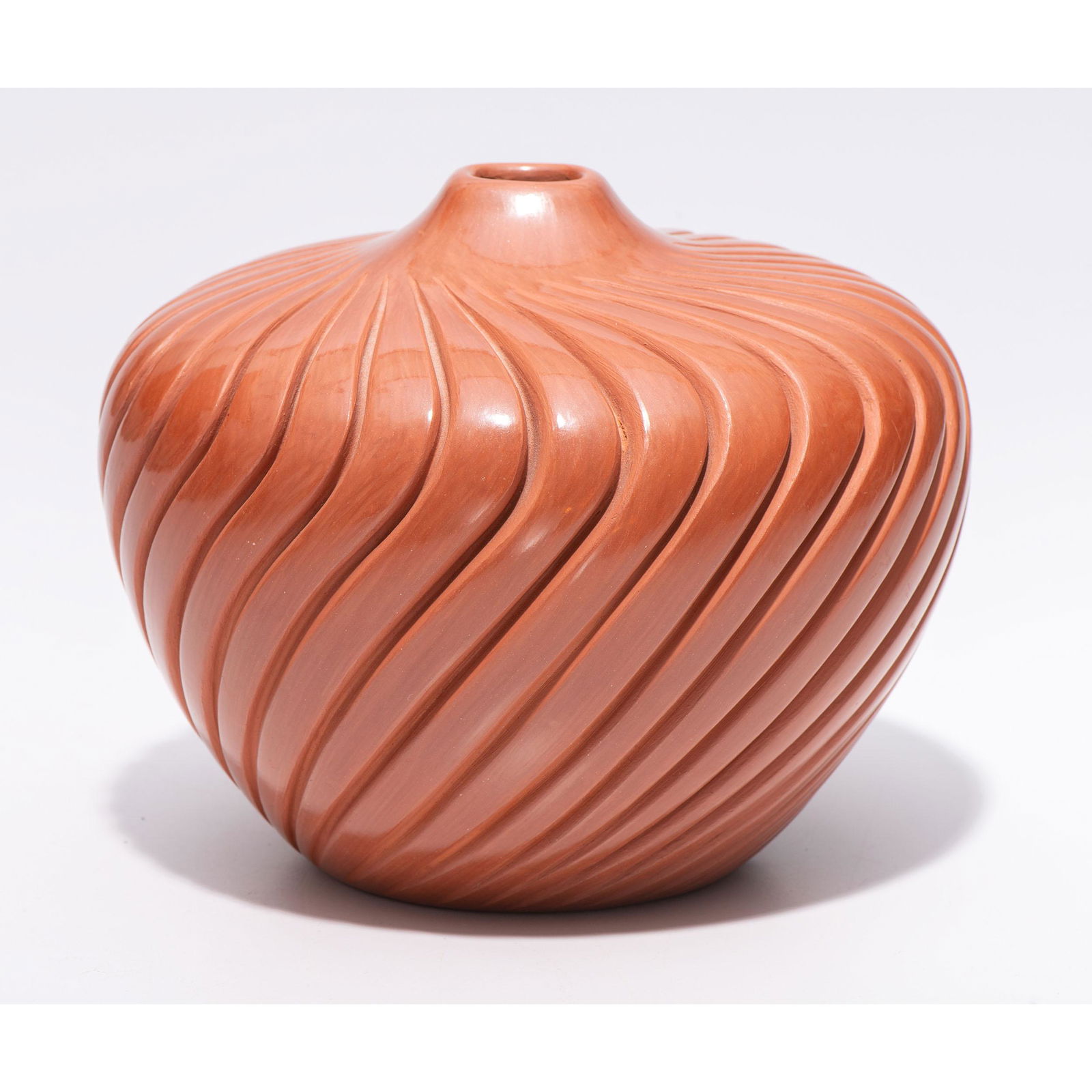 Alvina Yepa (Jemez, b. 1954) Deeply Carved Redware (1 of 5)
