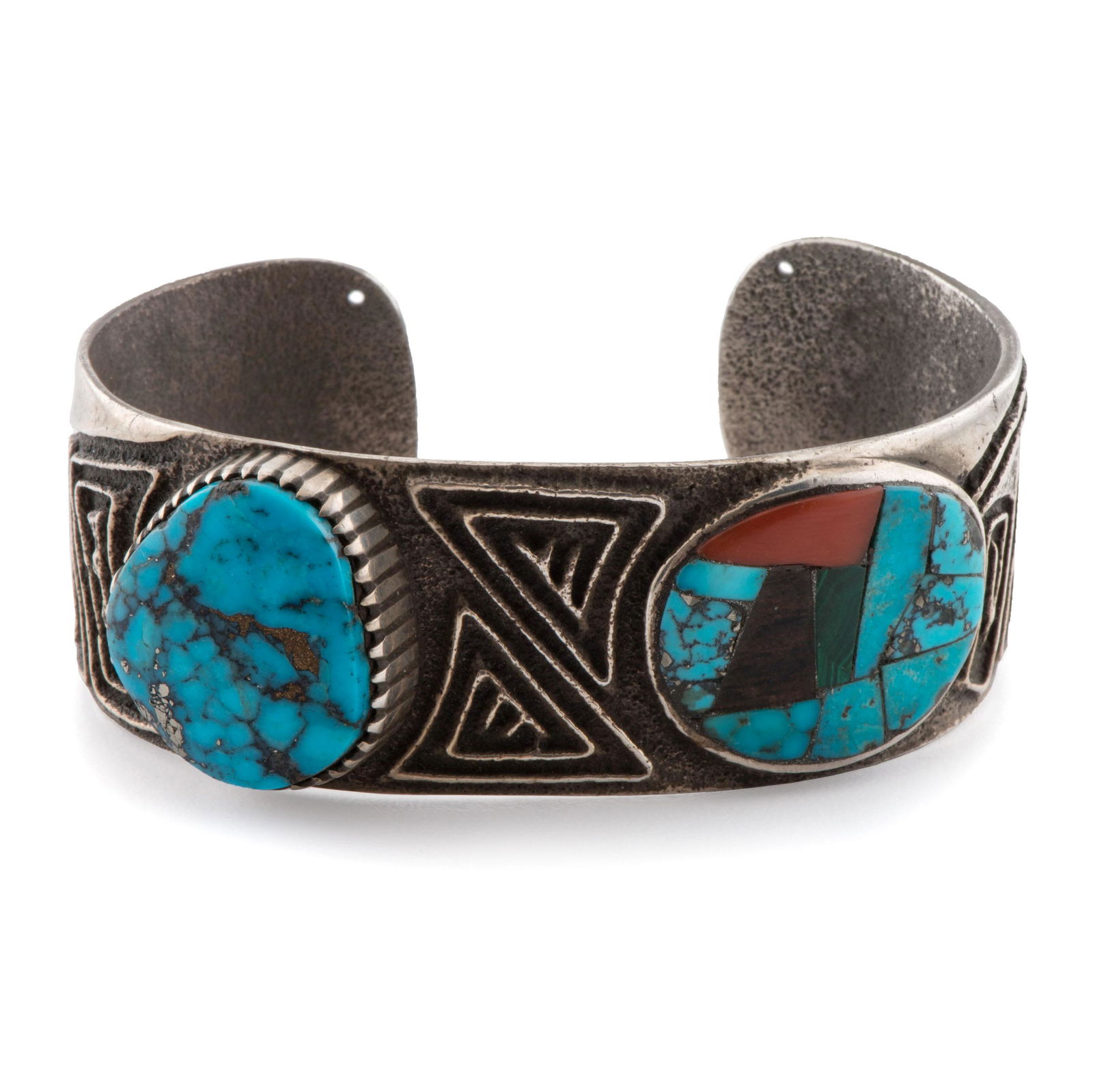 Harold Lovato (Kewa, 1954-1997) Tufa Cast Silver Cuff (1 of 3)