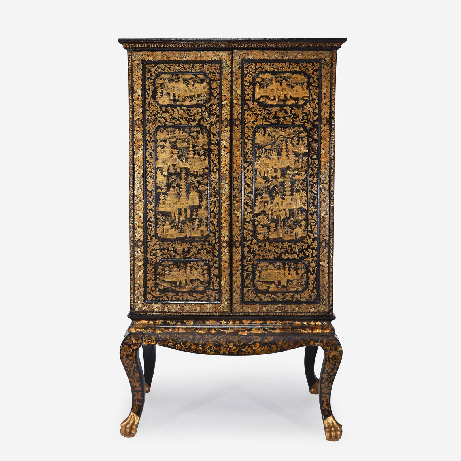 A large Chinese Export black lacquered cabinet first (1 of 3)