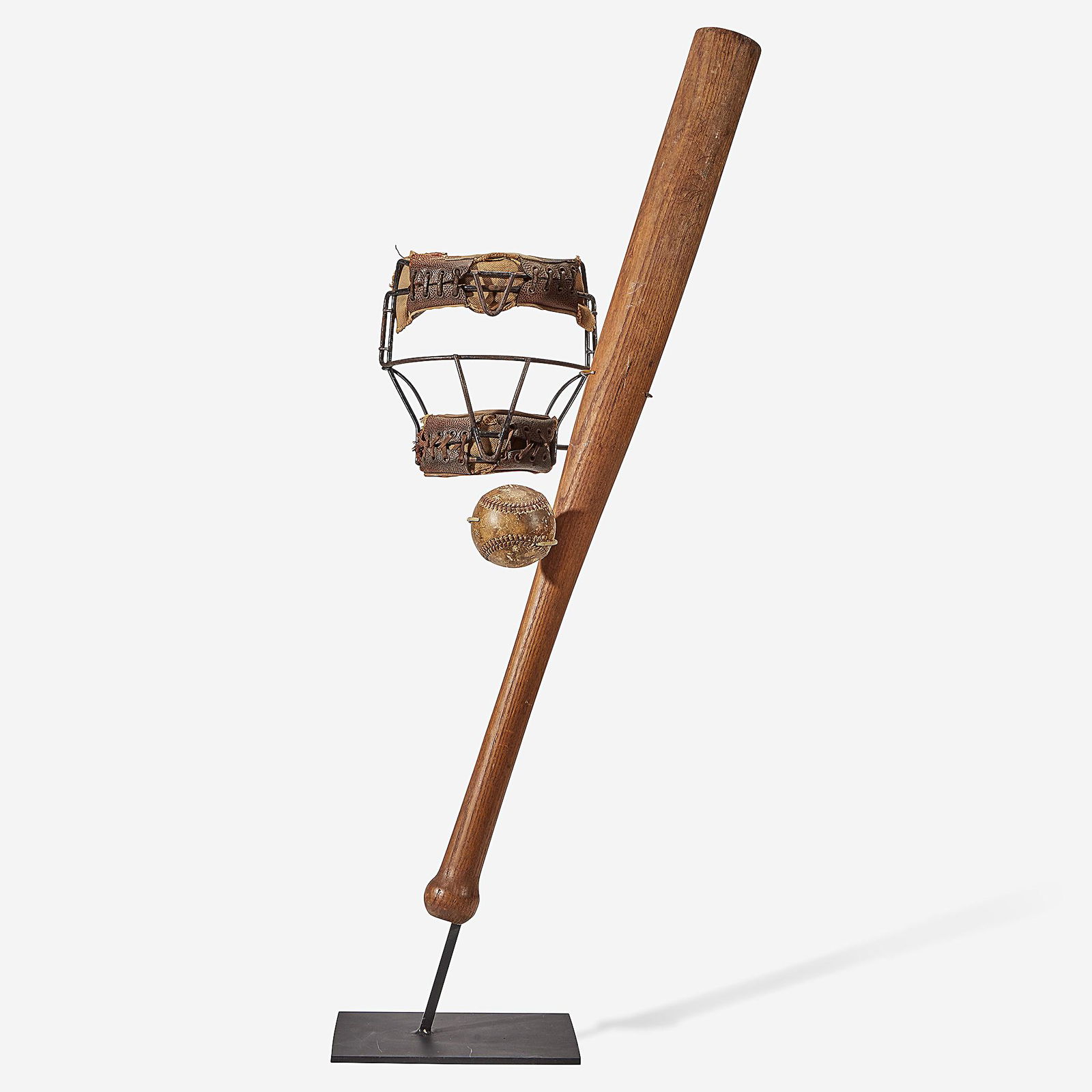 A baseball assemblage: early bat, umpire's mask and (1 of 1)