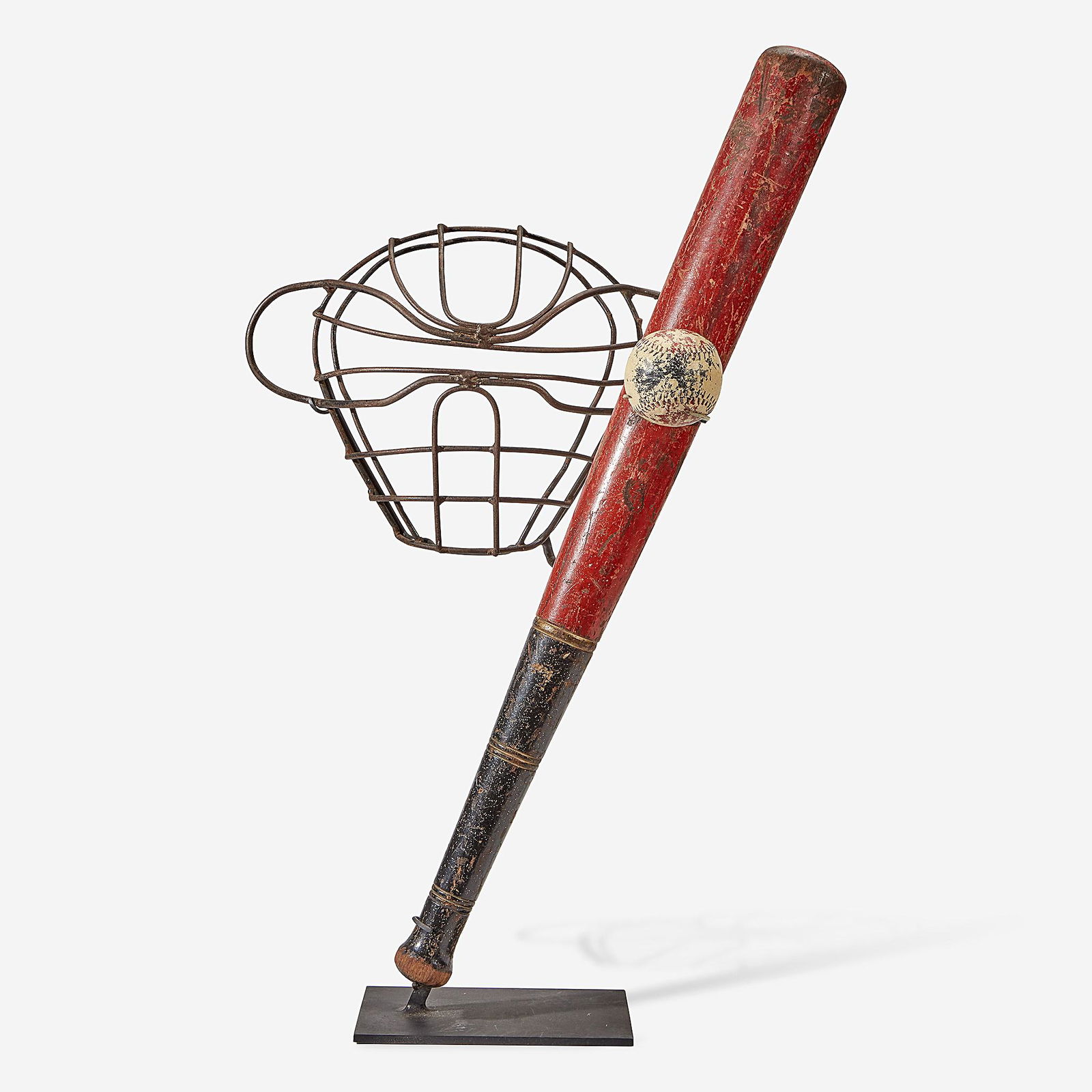 A baseball assemblage: catcher's mask, presentation bat (1 of 1)