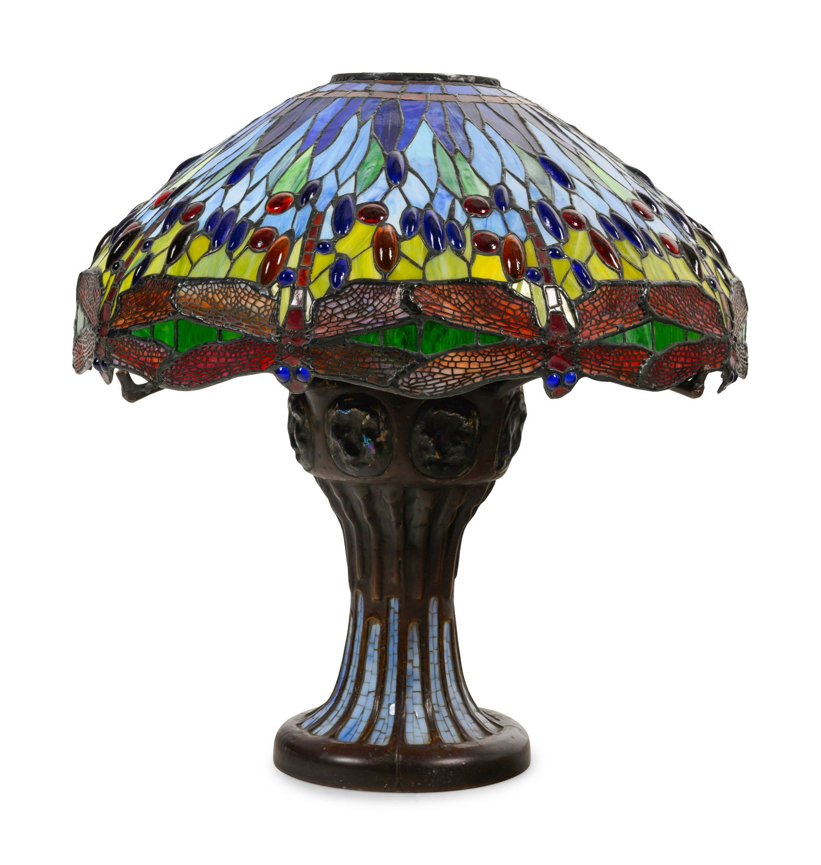 An Art Nouveau Style Cast Bronze and Leaded Glass (1 of 3)